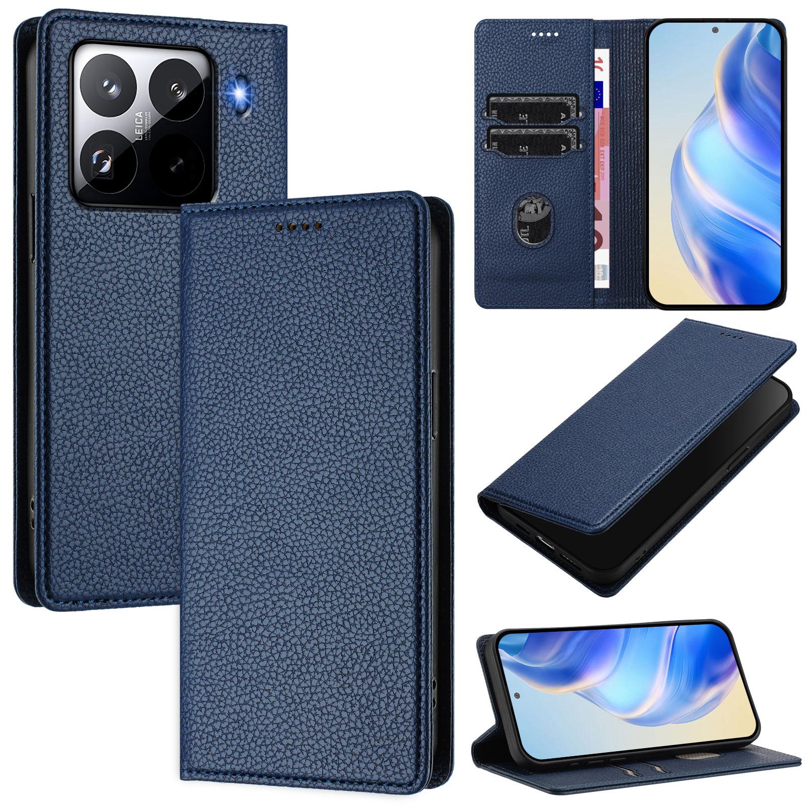 

For Xiaomi 15 Pro Wallet Case RFID Blocking Litchi Texture Leather Mobile Cover Dark Blue