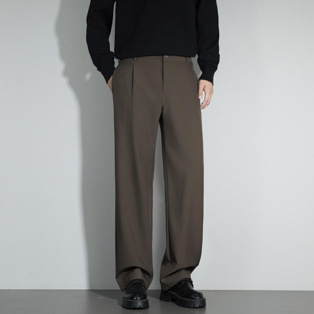 Black Suit Pants Men's Summer Drape Loose Straight Pants Trendy High-end Casual Wide-leg Trousers