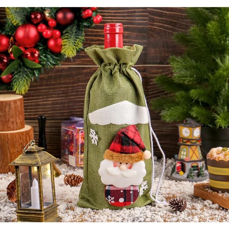 Christmas Wine Bottle Bag - Designed for Santa Claus, Reindeer, Snowman, Reusable for Christmas, Weddings, Birthdays, and Holiday Parties