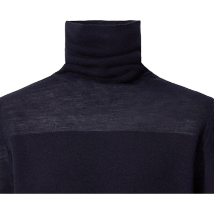 UNIQLO Fine Merino Wool Double Collar Knitted Sweater Women sweater Navy 432650-69