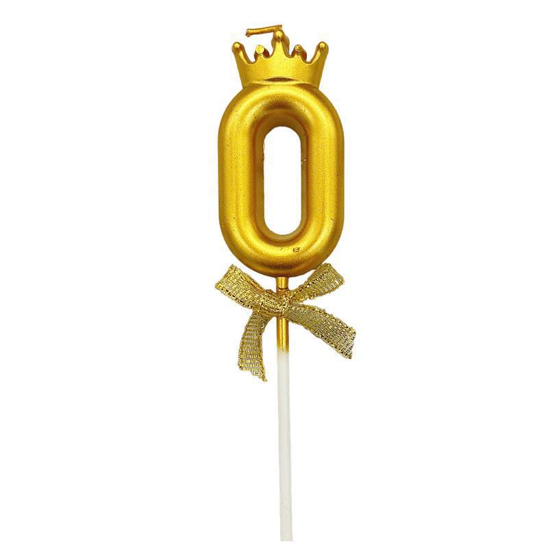 Crown Gold Number Birthday Candle Topper for First Birthday, Cake Decoration, Valentine's or Qixi Festival.