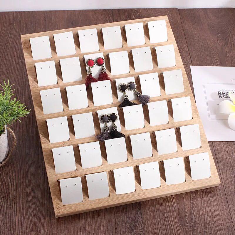 36-Position Bamboo Wood Earring Display Stand
