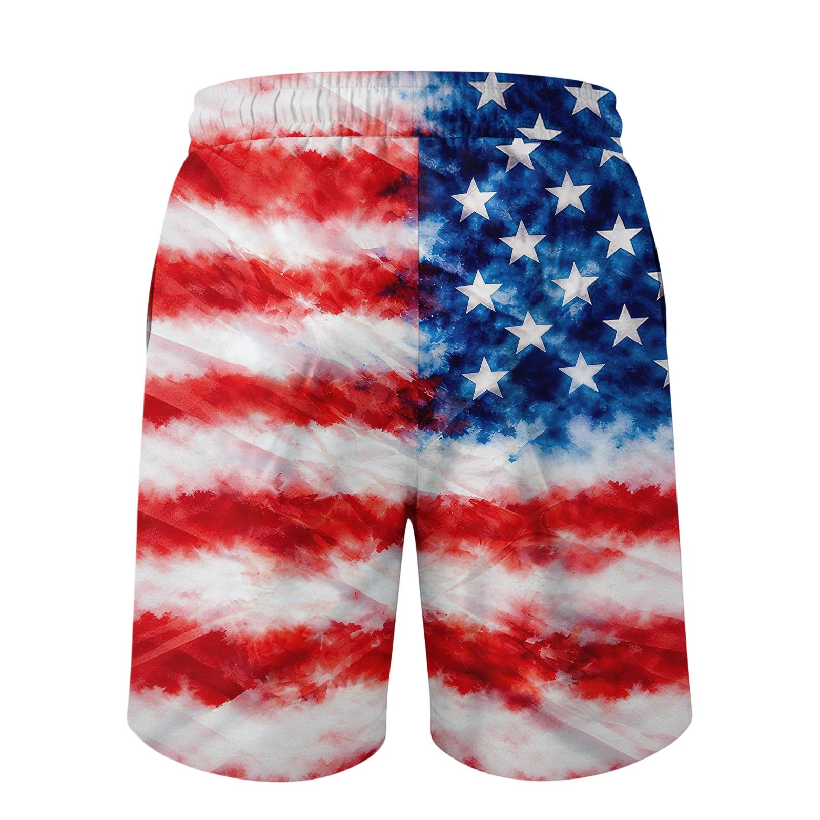 

Men s Independence Day Printed Casual Drawstring Waist Shorts XL кавун червоний колір