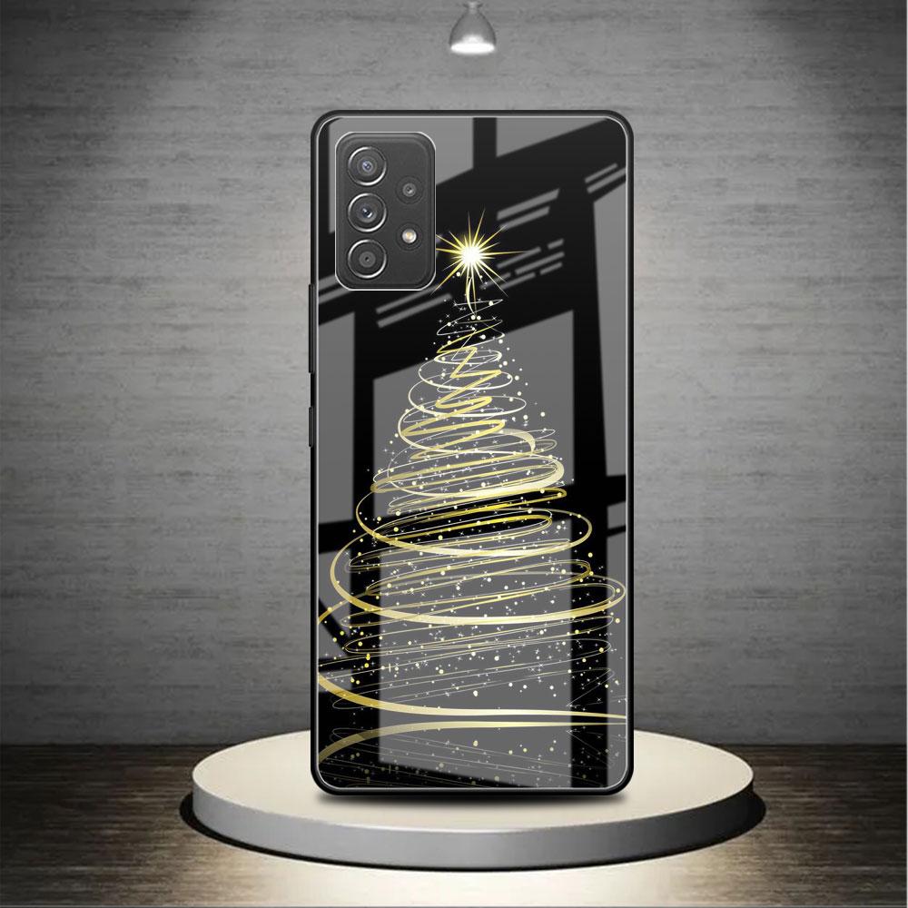 Merry Christmas Tree Deer Glass Case For Samsung Galaxy A52 A71 A50 A51 A70 A21s A31 A72 A10 A12 A30 A22 5G Phone Cover