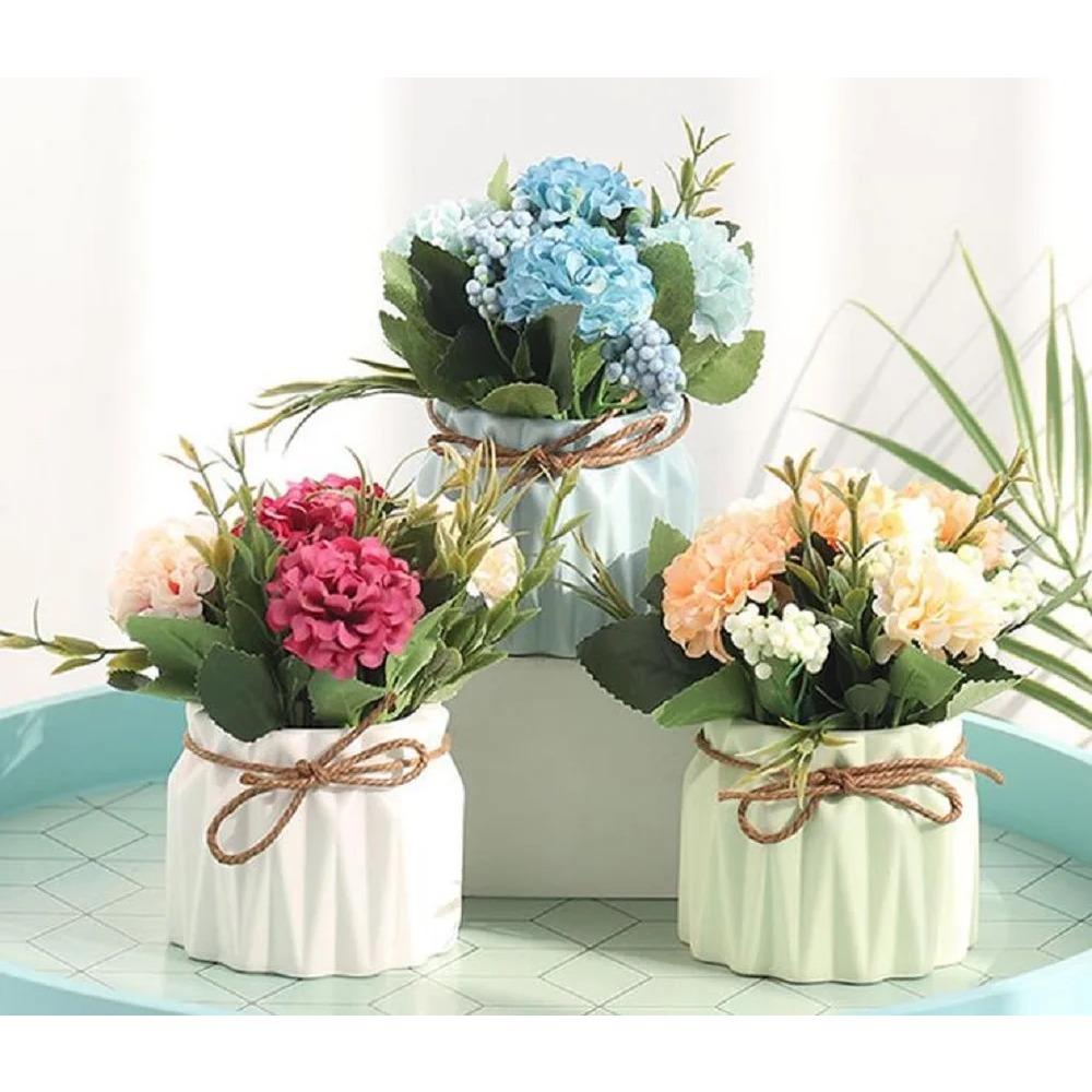 

Macaron Colorful Nordic Modern Imitation Ceramic Plastic Flower Vase Invincible Wedding Birthday Art Home Arrangement Decoration белый