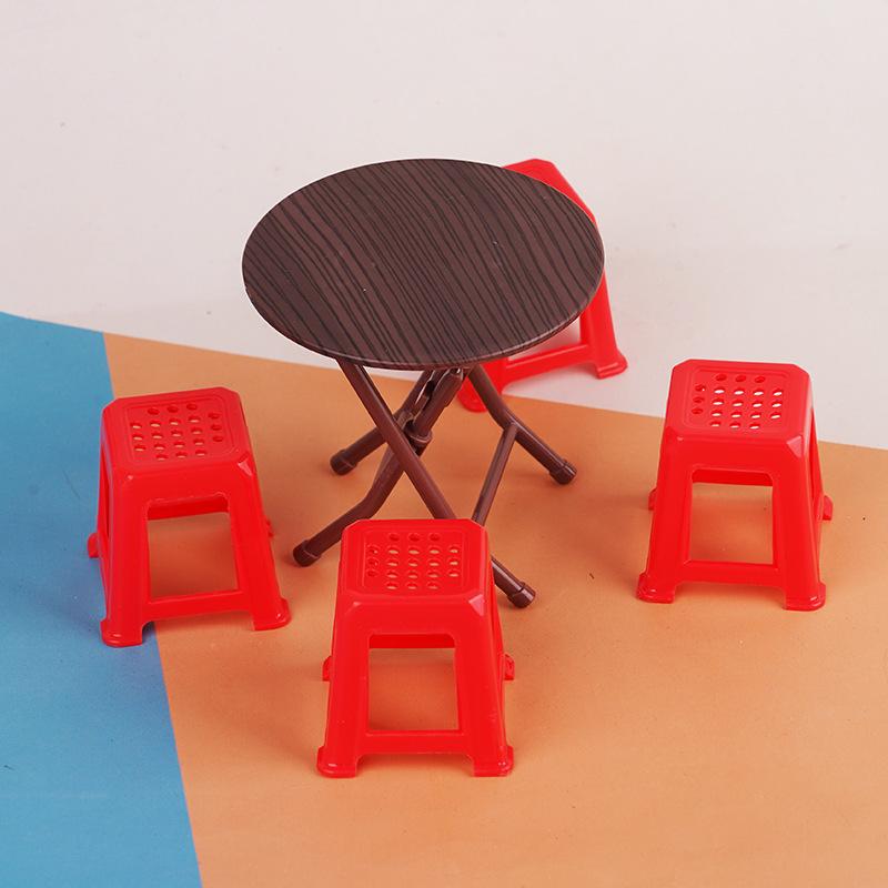 Nostalgic Mini Folding Table Ornament Bo11 Doll House Miniature Simulation Food Play Model Accessories Play House Toy