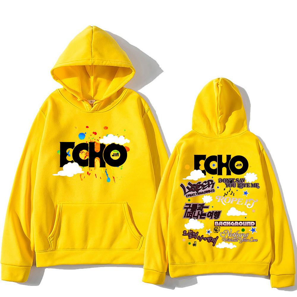Jin Echo Hoodies Unisex Autumn Winter Casual Vintage Streetwear Sweatshirts Fashion Women New Album Tour Pullover Jin Fans Gifts