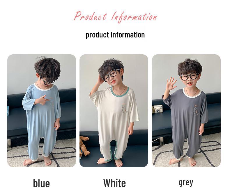 Boys' Spring & Autumn Modal Pajamas - Short-Sleeve Cartoon Sleep Bag for Baby Boys