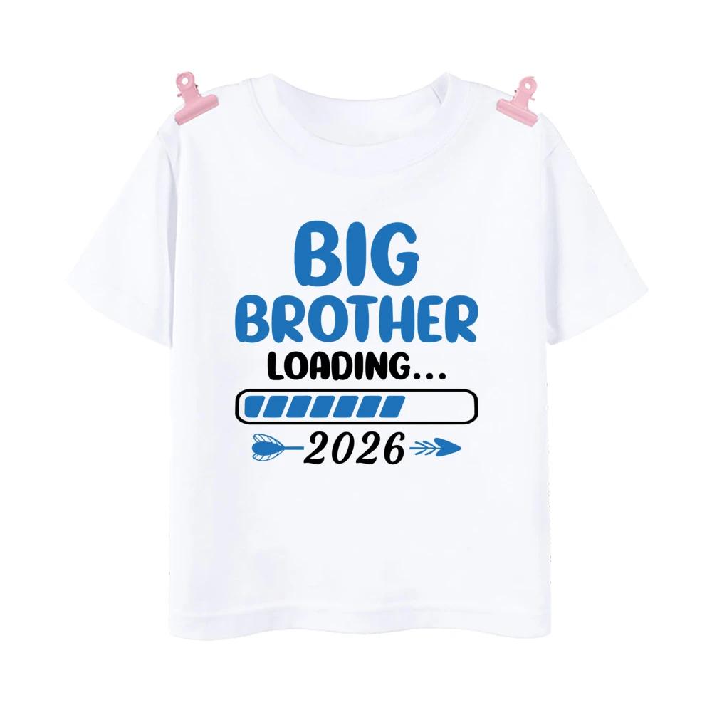 Zum großen Bruder/zur großen Schwester 2026 befördert Gedrucktes Kinder-T-Shirt Kinder Sommer-Outfit Kurzarmhemden Baby-Ankündigungs-Kleidung
