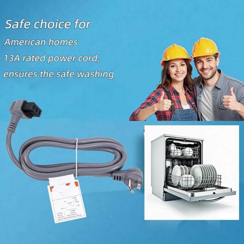 Flexible Appliance Power Cable Reinforced None Tangles Compact Dishwasher Replacement Power Cord for SMZPC002UC