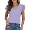 European and American 2025 Summer Women's Cross-border Women's Top, V-neck Pleated Short Sleeve T-shirt, Elegant and Elegant Ruffled Sleeve Shirt