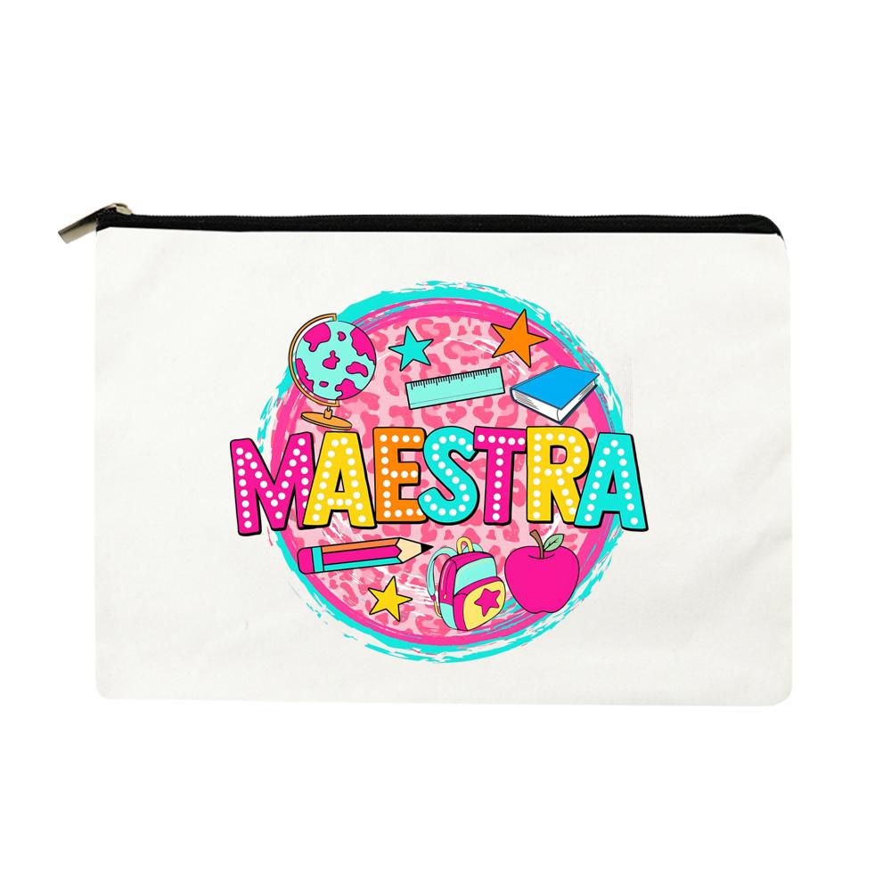 Maestra Teacher Makeup Bag Funny Spanish Teacher Appreciation Gift Travel Toiletry Organizer Back To School Cosmetic Bag