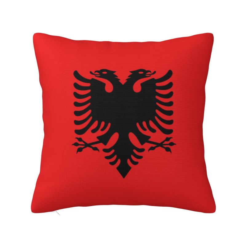 Custom Flag Of Albania Eagle Pillow Case 45X45Cm Albanian Pride Luxury Cushion Cover Soft Pillowcase