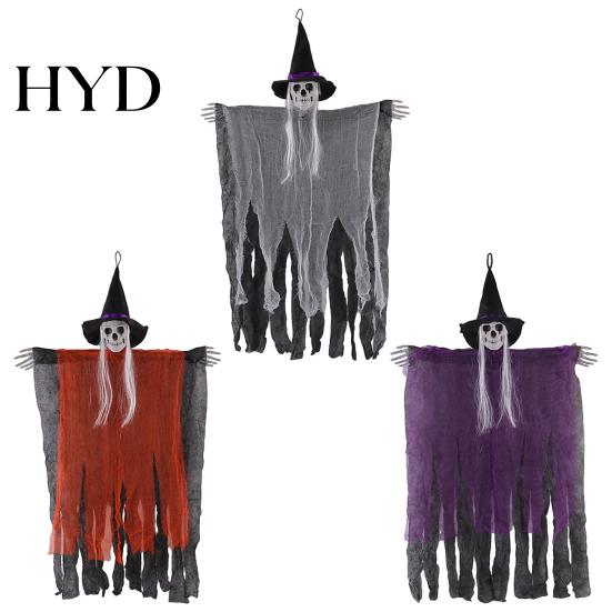 Scary Hanging Halloween Prop 38" Witch Decoration, Spooky Flying Skeleton Ghost Haunted House Decorations for Outdoor, Indoor Porch Yard Patio
