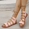 2025 Retro Cross Lace-up Women's Roman Sandals – Summer Flat Beach Shoes, Plus Size Available