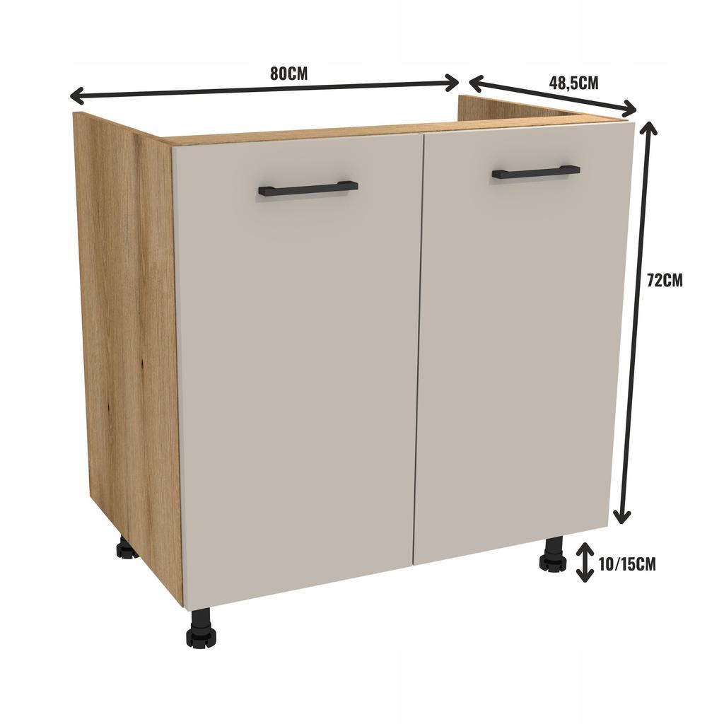 Lower Kitchen Cabinet Under the Sink 80 Capri Oak Body Evoke Cashmere Matte Front