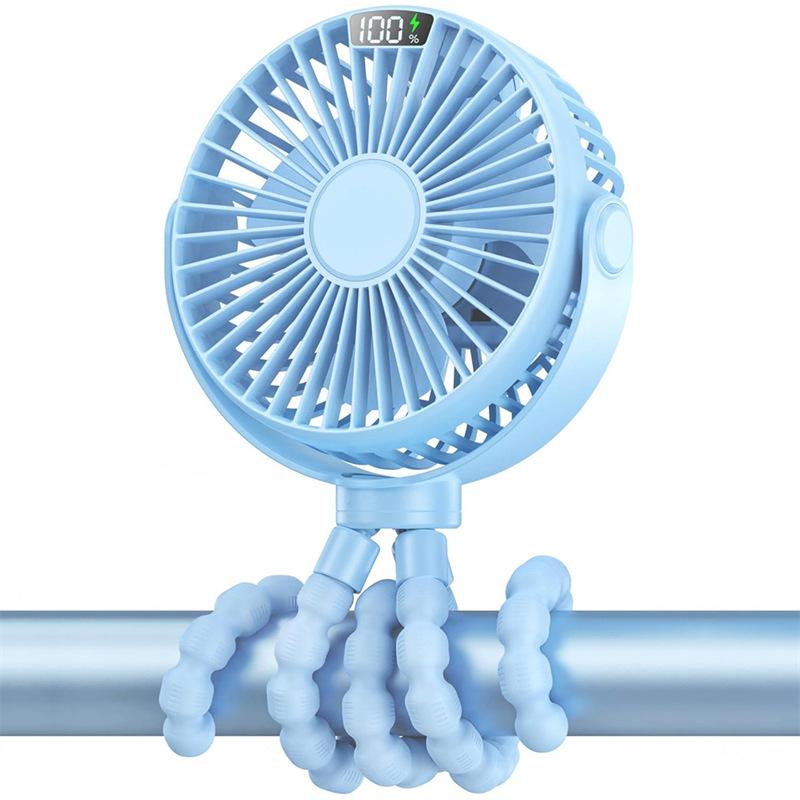 Stroller Fan LED Display Portable Flexible Clip Fan Rechargeable Battery Operated Personal Mini Handheld Car Crib For Baby