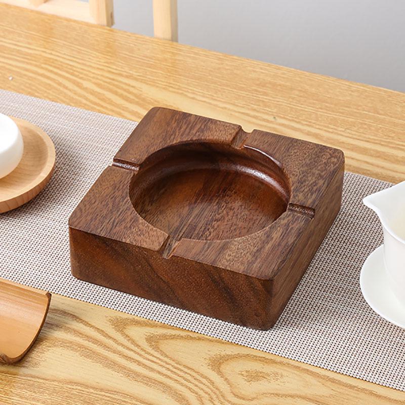 Luxury Wooden Walnut Ashtray with Storage - Ideal for Living Room & Hotel