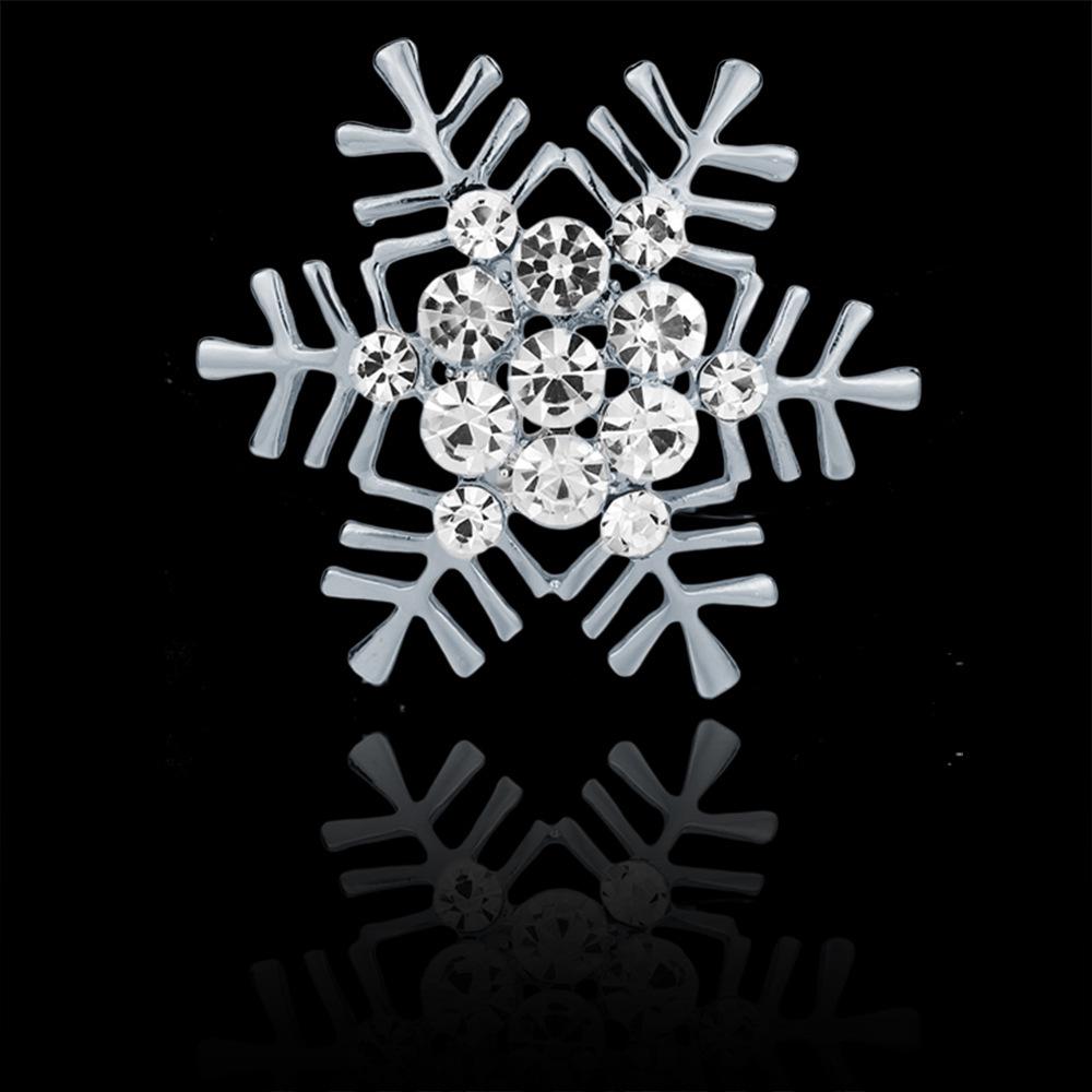 Korean Style Snowflake Brooch – Cute Crystal Rhinestone Pin, Christmas Badge for Men & Women