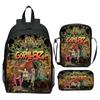 Gorillaz UK Virtual Band Printed Cartoon Backpack 3-Piece Set School Bag Lightweight Large Capacity