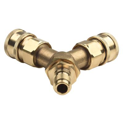 Three-way Converts Washer Tee Splitter Gold Splitter 14.8mm 4000 PSI Two Washing Machines High-pressure Washer