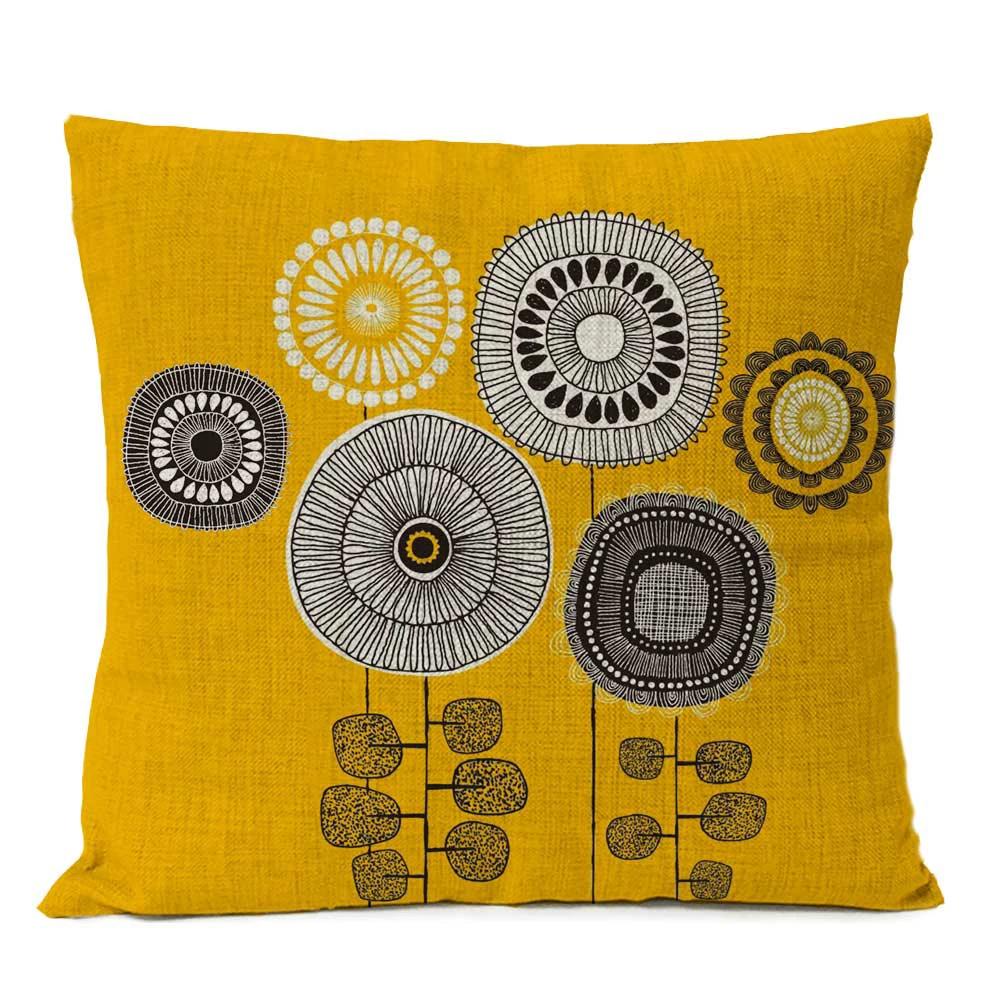 Home Decorative Throw Pillow Rustic Geometric Floral Pillow Cover Multicolor Flower Pillow Case Sofa Cushions 4545cm