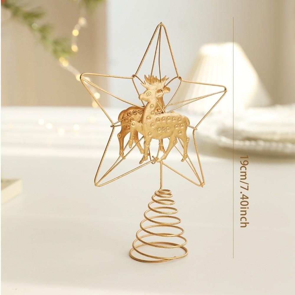 New Gold Star Christmas Tree Top Star Hollow Out Plastic Iron Christmas Tree Decorations Tree Ornaments Xmas Party