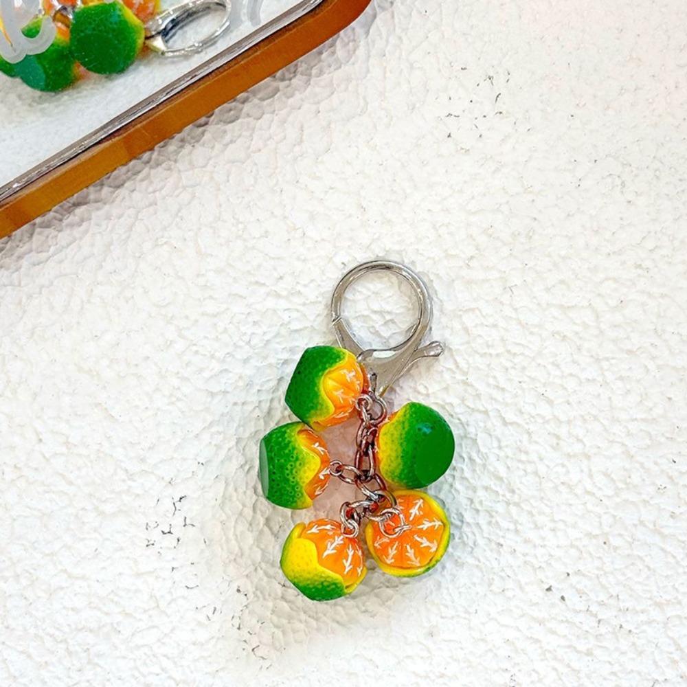 Handmade Style Berry Bag Charm Chunky Beads Resin Key Ring Red Fruit Key Chain Backpack Decor