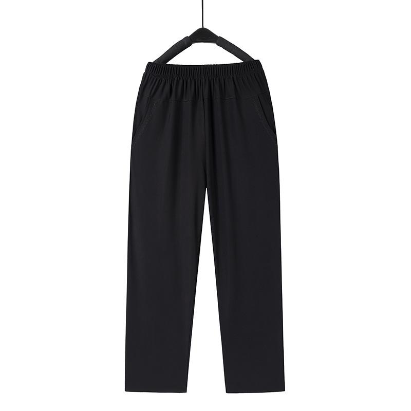 

Брюки для женщин среднего возраста, летние, большие размеры, тонкие, с высокой талией, эластичные, свободные, прямые, женские, повседневные, длиной девять четвертей, брюки 2XL