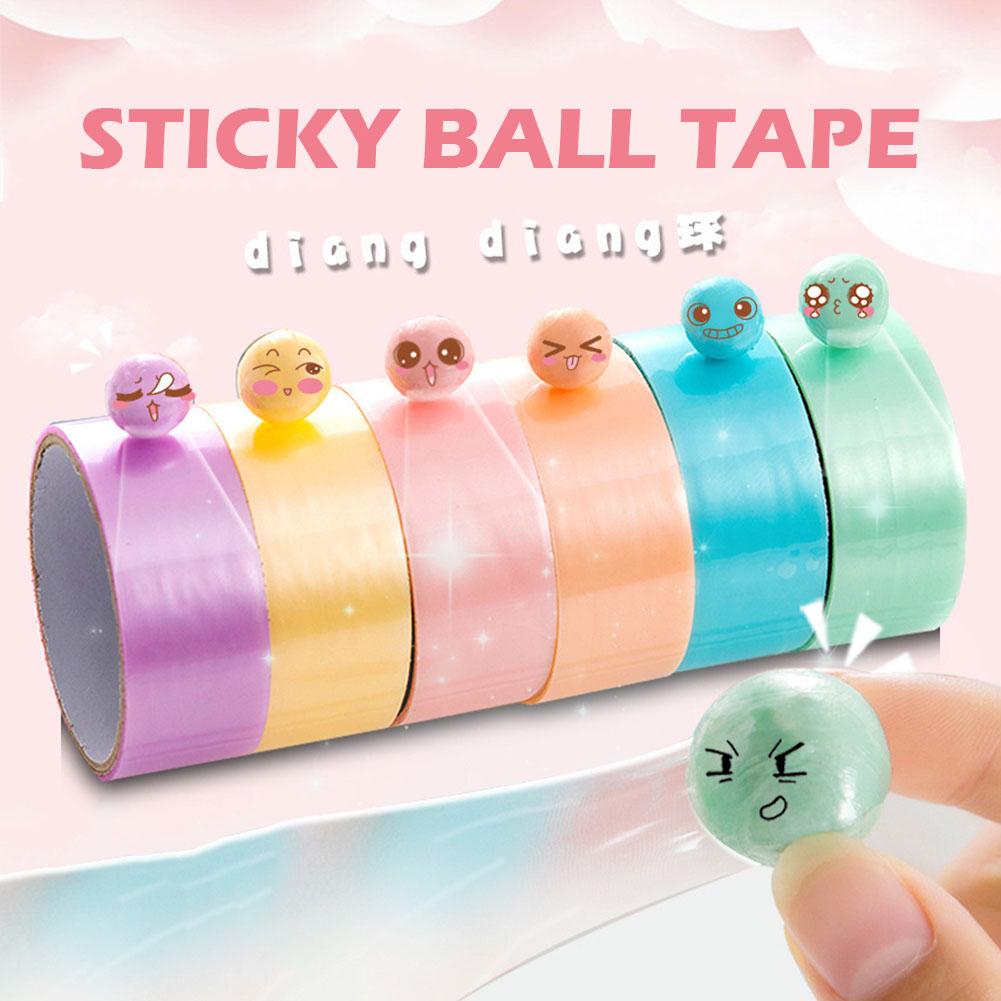 1pc Roll Adhesive Tapes Sticky Ball Tape Colorful Stress Relaxing Sticky DIY Ball Tape Toy For Relaxing Toy Rolling Craft Gift