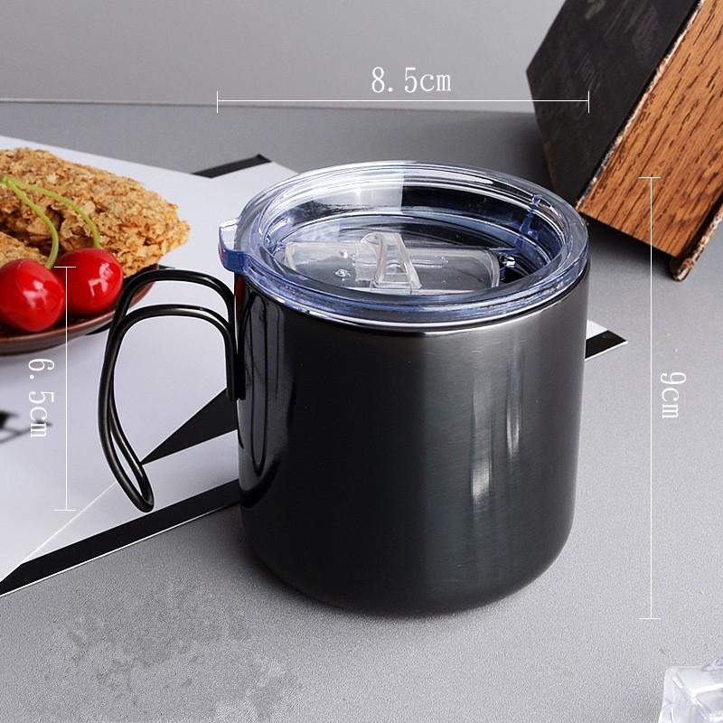 380ML Stainless Steel Coffee Thermal Mug with Cover Curved Handle Portable Milk Water Cups Office Kitchen Bar Drinkware Utensils
