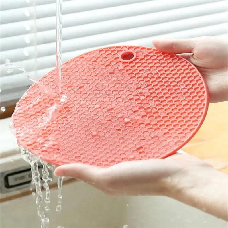 Round Heat Resistant Silicone Mat Drink Cup Coasters Insulation Non Slip Pot Holder Thicken Table Placemat Kitchen Accessories