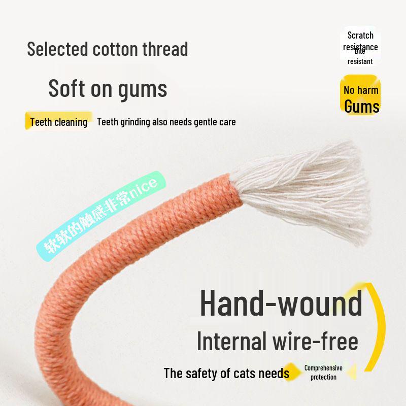 Cat Teething & Play Rope: Bite-Resistant Toy for Kitten Entertainment and Boredom Relief.