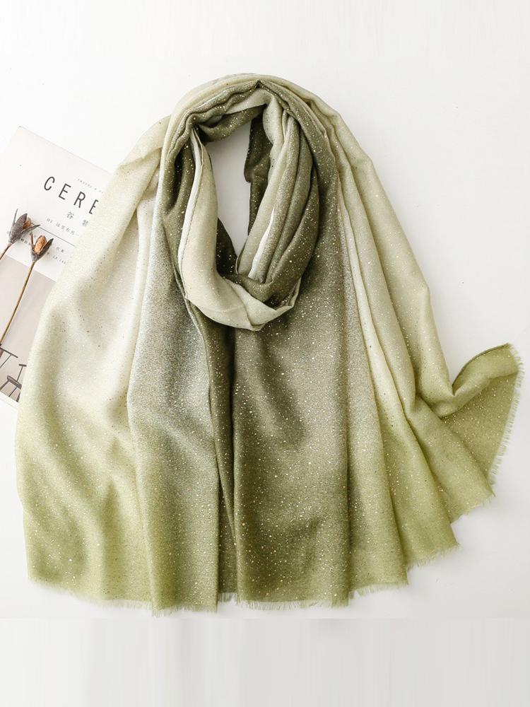 Elegant Luxury Women Silk Scarf Color Spliced Bright Silk Wrap Shawl Sunscreen Bandana Hijab Scarve Pareo Headscarf Sparkly Gold