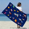 1pc Cartoon Space Theme Ultra-Soft Beach Towel | Astronaut, Rocket, Planet Print, Microfiber, Quick-Dry, Super Absorbent