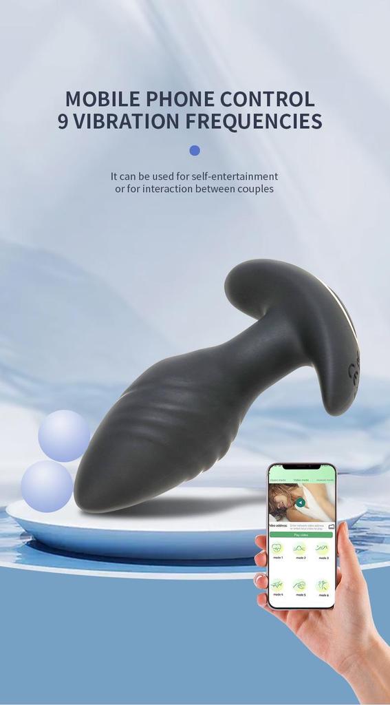 Wireless Remote Control Rotating Vibrating Silicone Anchor Anal Plug