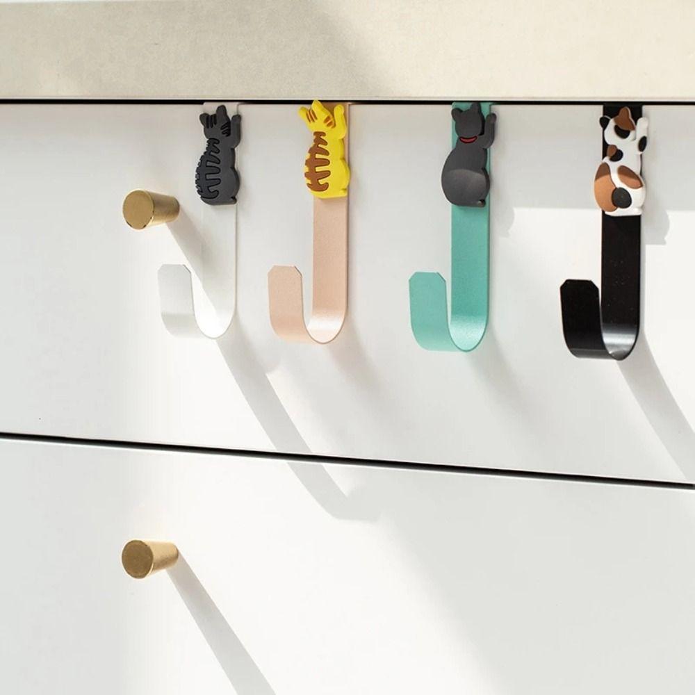 

Cat Shape Drawer Robe Hanger Free Punching Cat Storage Hook Cat Kitchen Cabinet Door Bathroom