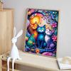 Diamond Painting Set DIY 5D Full Diamond Colorful Cats with Flowers Arts Crafts for Home Wall Decoration
