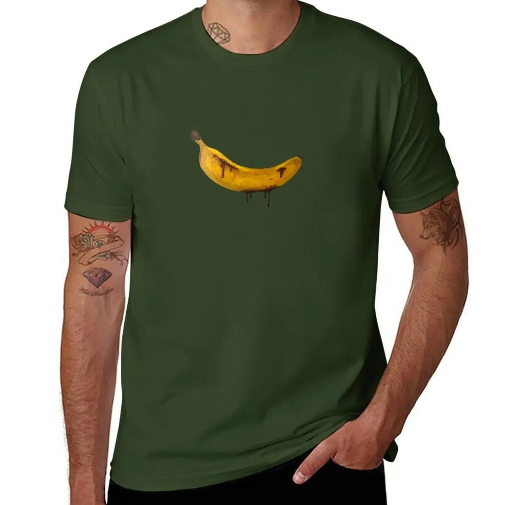 Das blutige Bananen T-Shirt Jungen Weiß Übergrößen Oversize T-Shirts für Herren