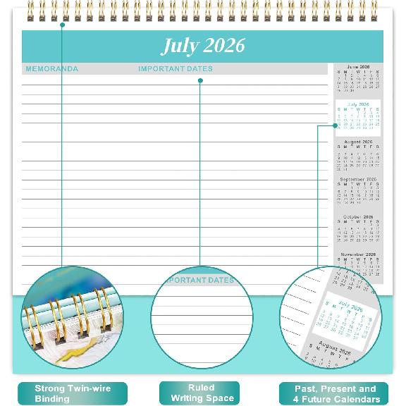 2026 Desk Calendar - Standing Flip Desktop Calendar 2026, JAN. 2026 - DEC. 2026, 9.8" x 8.3", Desktop Calendar, Memoranda Lined Pages with Thick