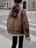 Women's Winter 2025 Suede & Plush Lambswool Motorcycle Jacket