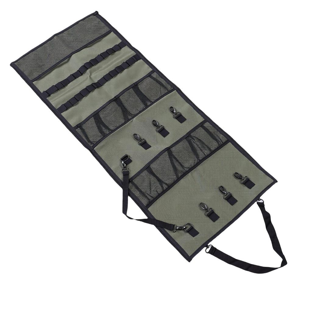 Camping Hanging   600D Oxford Fabric Tent Shed Storage Bag, Hanging Hooks and Mesh  s for Outdoor Picnic Green,