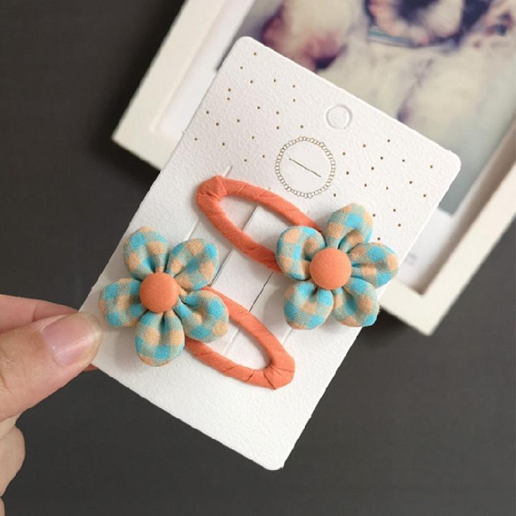Lovely Flower Hair Clip Plaid Bow Snap Clip Non Slip Wrapped Hairpins for Kids