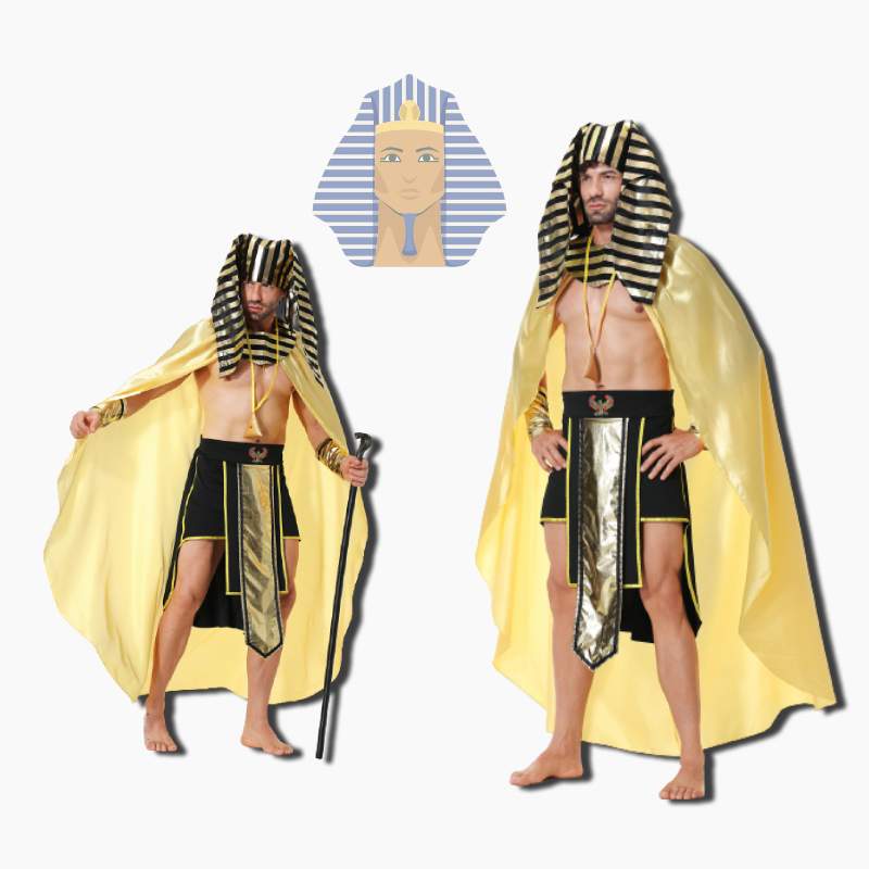 Egyptian Pharaoh Cosplay Costume Set Halloween Outfit Stage Props Performance