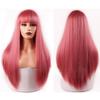 MISS WIG Women Long Straight Wig with Blunt Bangs Fashion Long Straight Synthetic Fiber Wigs for Women