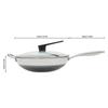 3.4-inch Stainless Steel Honeycomb Wok with Lid, Flat Bottom Frying Pan, Stir-Fry Pan, Suitable for Induction and Gas Stoves