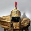 Roman Gladiator Helmet with Red Crest and Brass Queen Crest Handcrafted Medieval Warrior Armor Gift