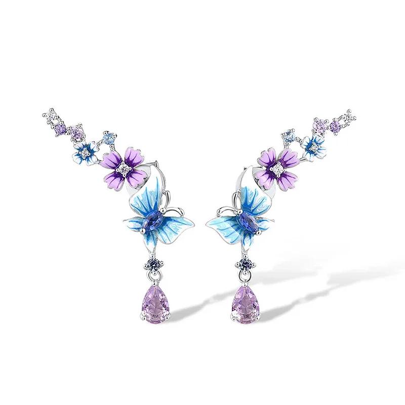 

2026 New Butterfly Flower Earrings Colorful Spring Fresh Countryside Accessories Fashionable and Exquisite for Women