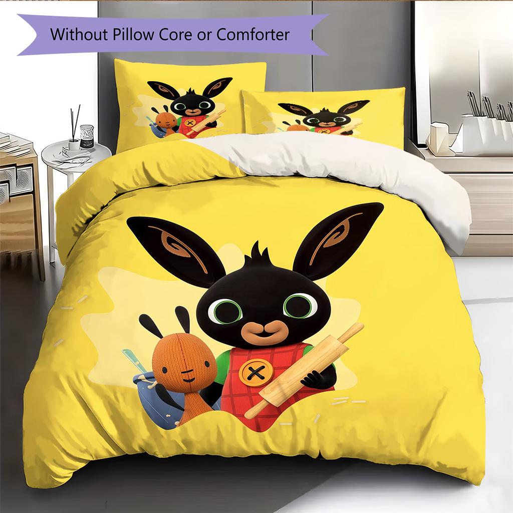 Bing Pattern Bedding Quilt Set  Home Decoration  Gift (1 * Duvet Cover + 2 * Pillowcase  Without Core)