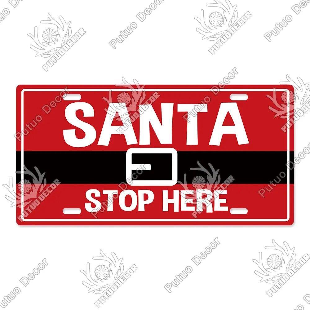 Putuo Decor Merry Christmas License Plate Tin Sign Plaque Metal Vintage Poster for Home Bar New Years Navidad Gift Wall Decor